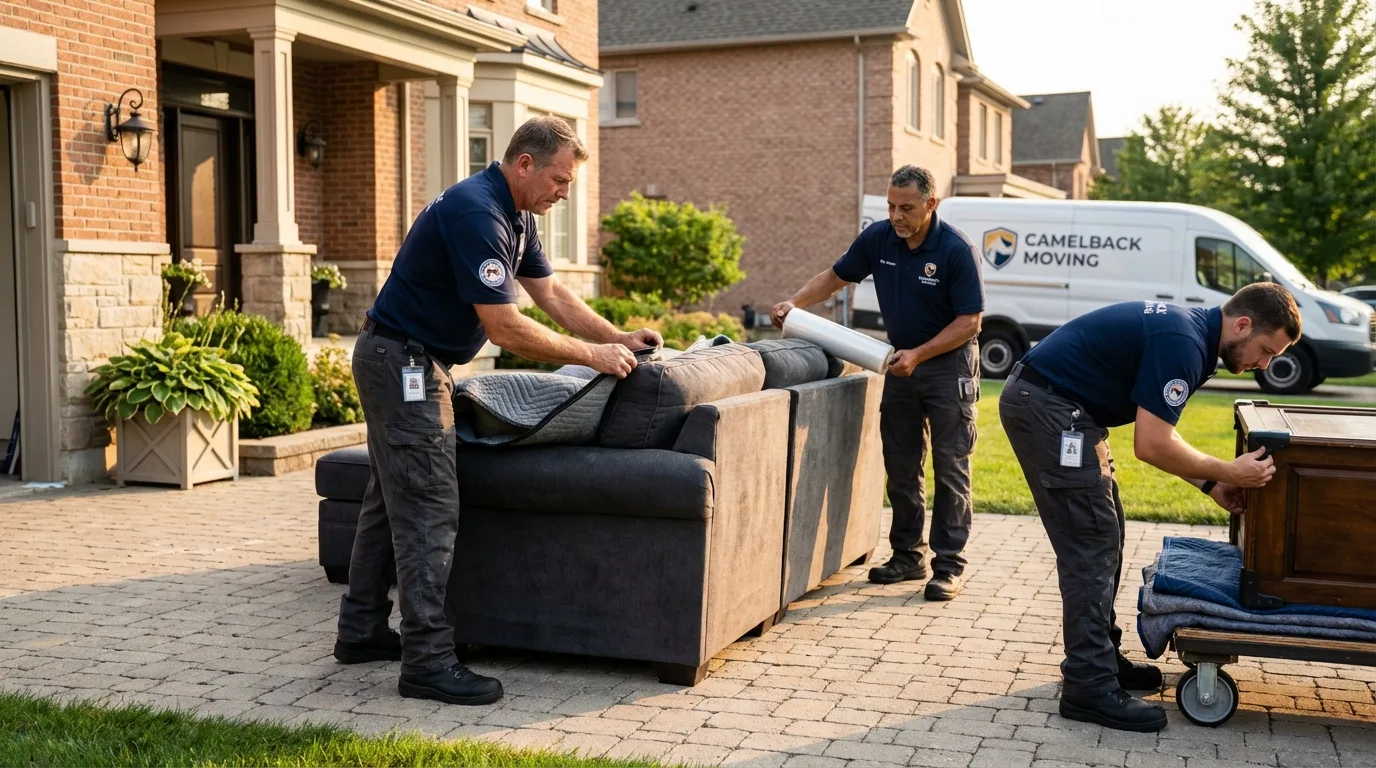 Large estate moving crew wrapping furniture in Halstead, KS