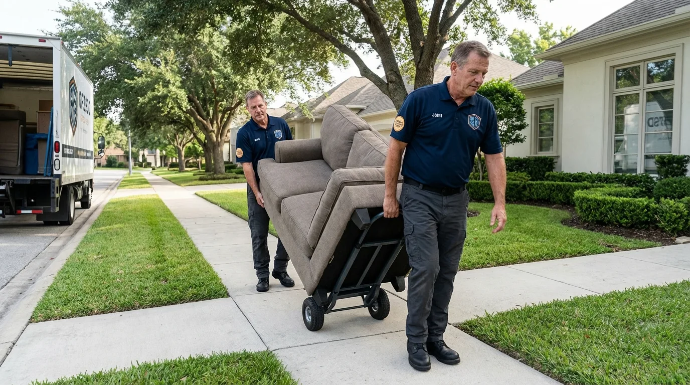 Local residential moving crew loading furniture in Halstead, KS